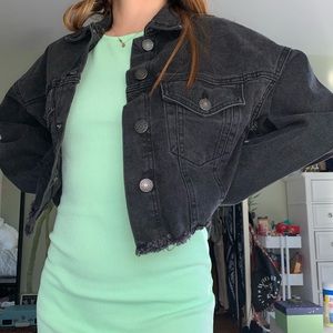 Black Cropped Denim Jacket